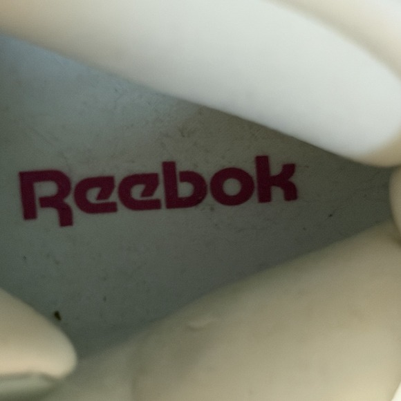 Reebok Freestyle Hi High Top Sneakers Pink White Pattern Womens Size 7 Aerobic - Picture 8 of 10
